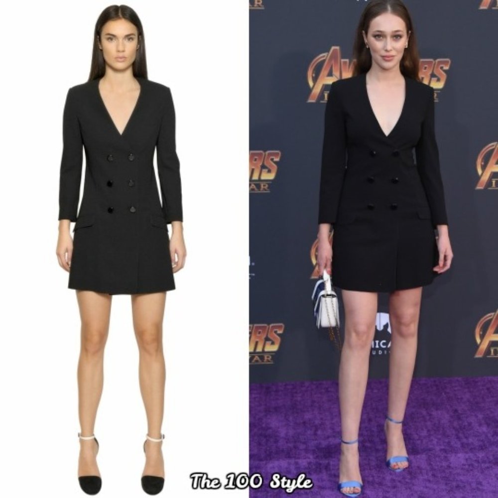 New Emporio Armani Giorgio Armani Techno Bonded blazer v-neck fitted mini dress